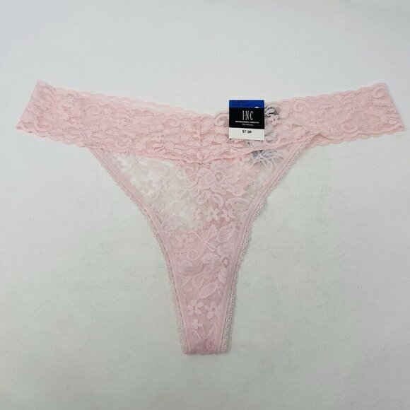 INC International Concepts Womens Size XL Lace Thong Underwear Panty Pink 2517 - Picture 2 of 7